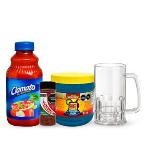 COMBO 3 MUNDIALISTA: CLAMATO, CHILIMÓN 80 g, FRUTIMICH, VASO