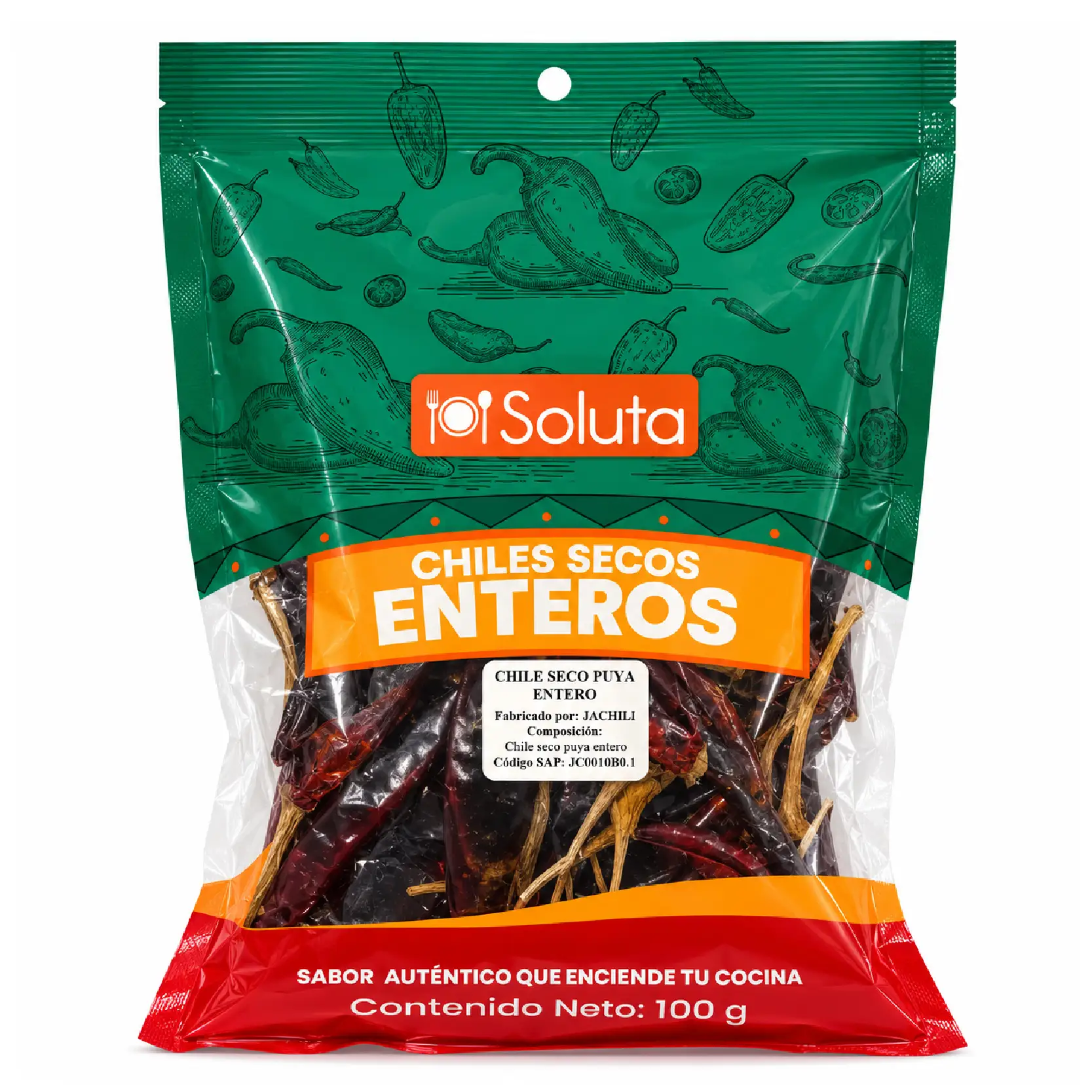 CHILE SECO PUYA ENTERO BOLSA x 100g