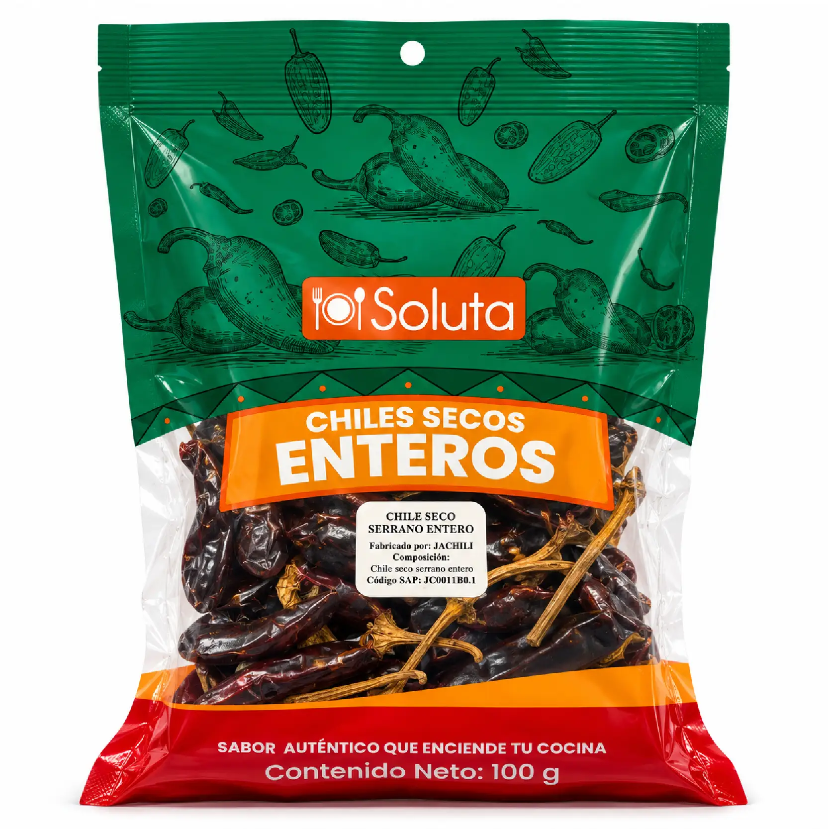 CHILE SERRANO ENTERO BOLSA x 100 g