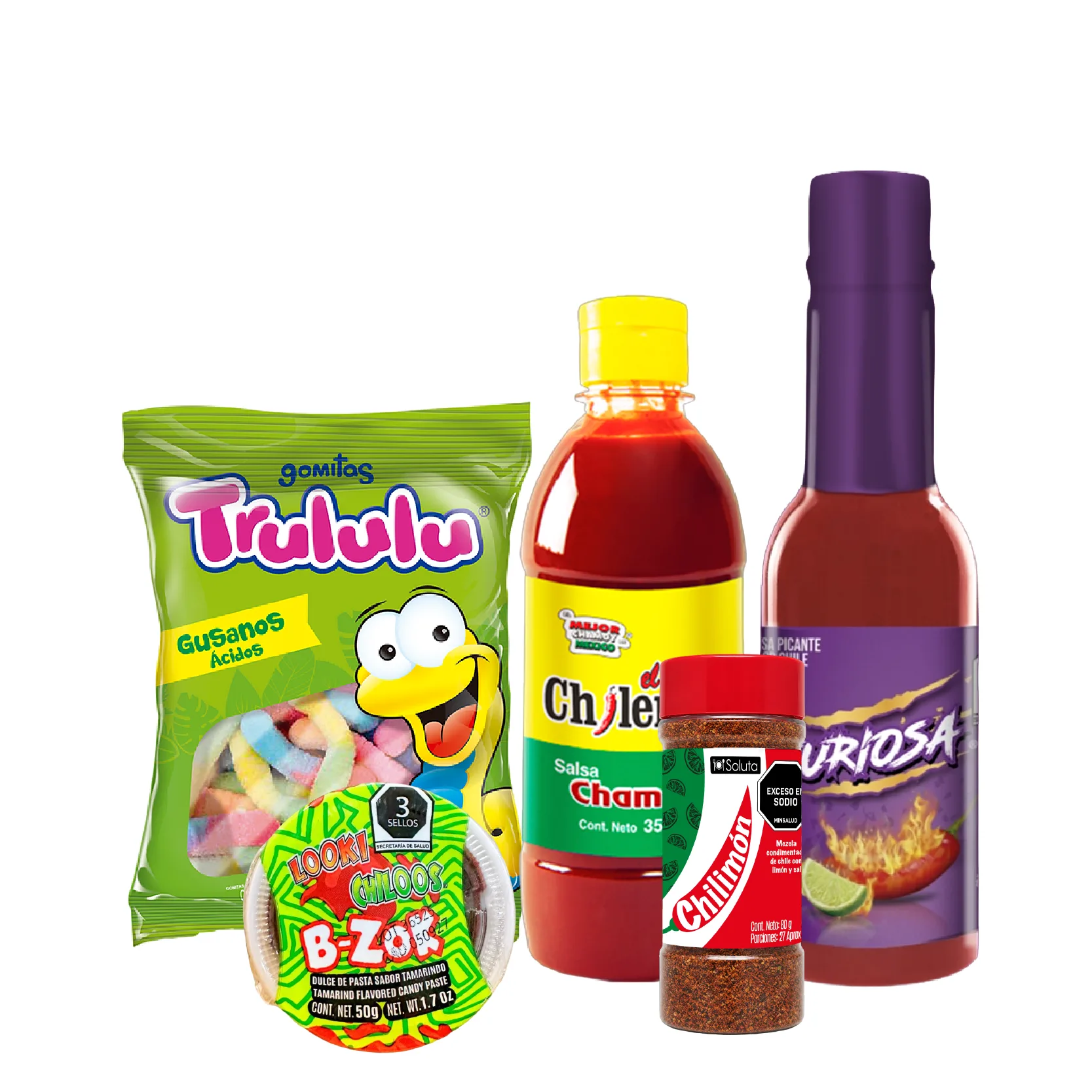 combo halloween: Chilimon 80 g, Chamoy 355 ml, Furiosa y B-Zok