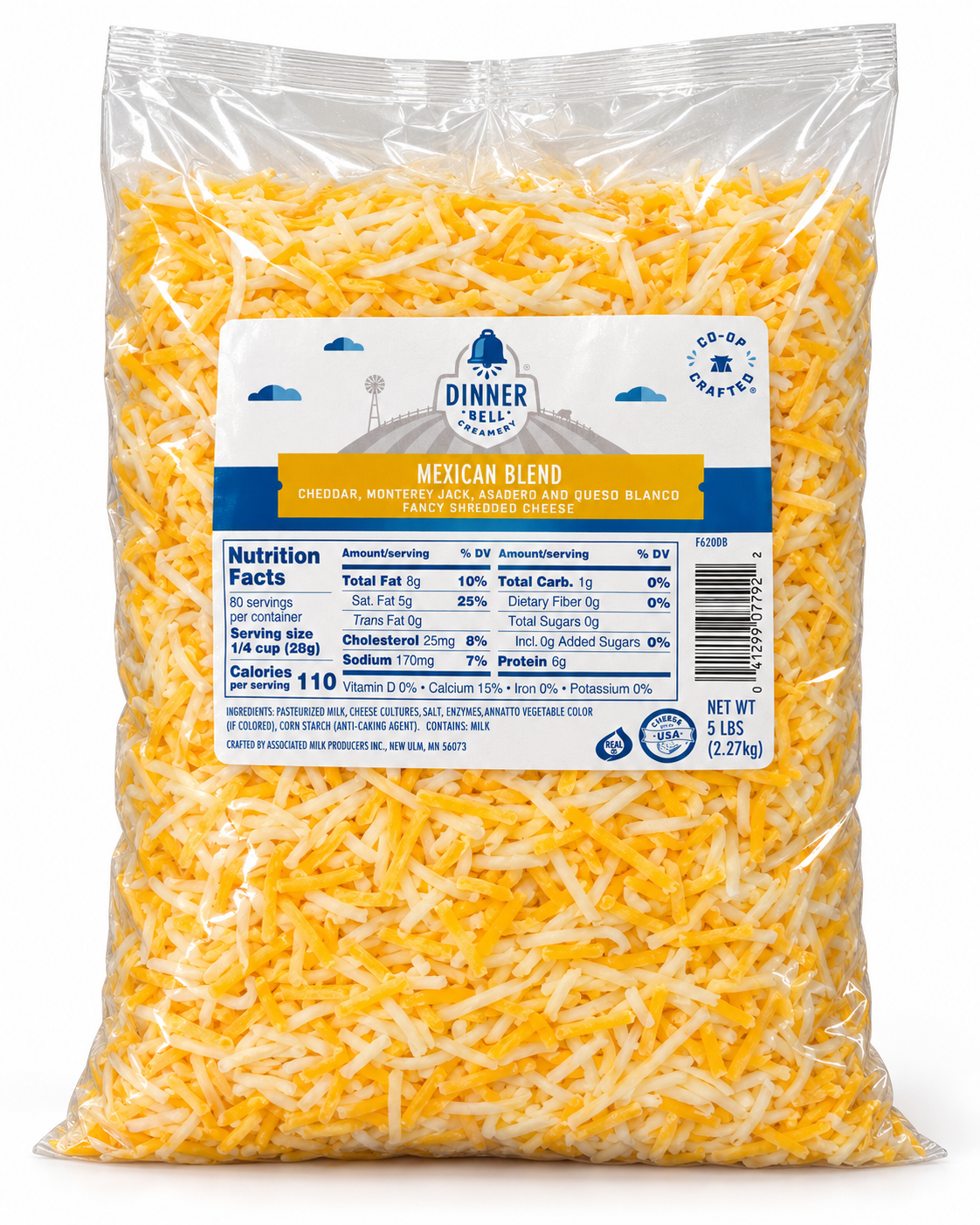 QUESO FANCY MEXICAN SHREDED DINNER BELL x 5 lb