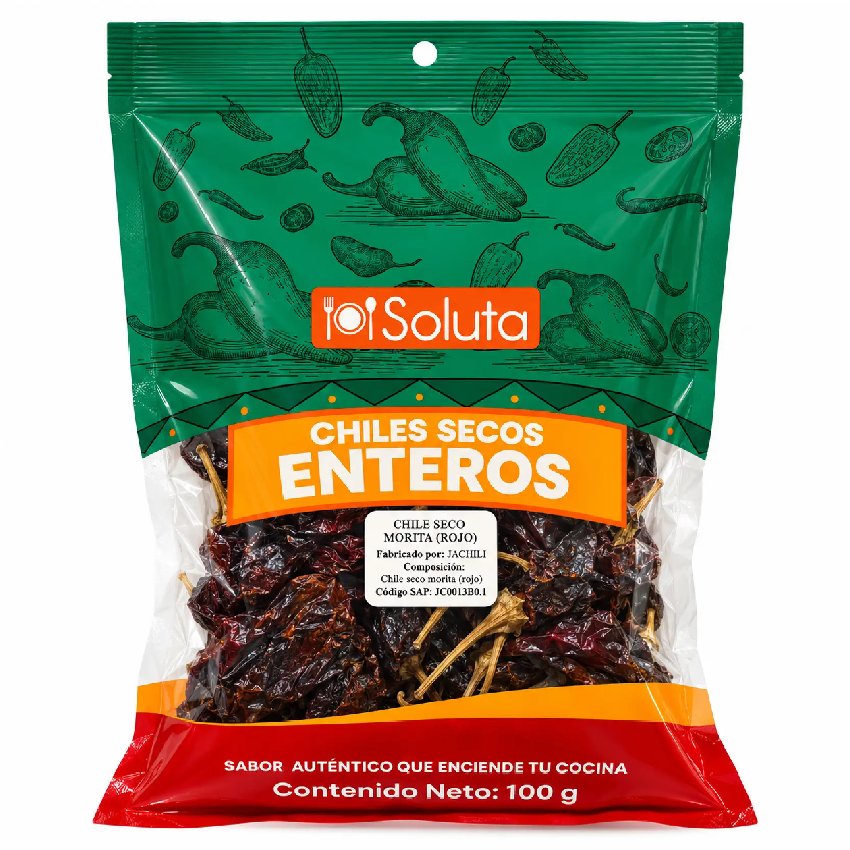 CHILE SECO MORITA (ROJO) BOLSA x 100 g