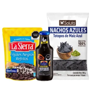 Combo día de muertos: Totopo azul, Habanero tatemado y Refrito negro 430g