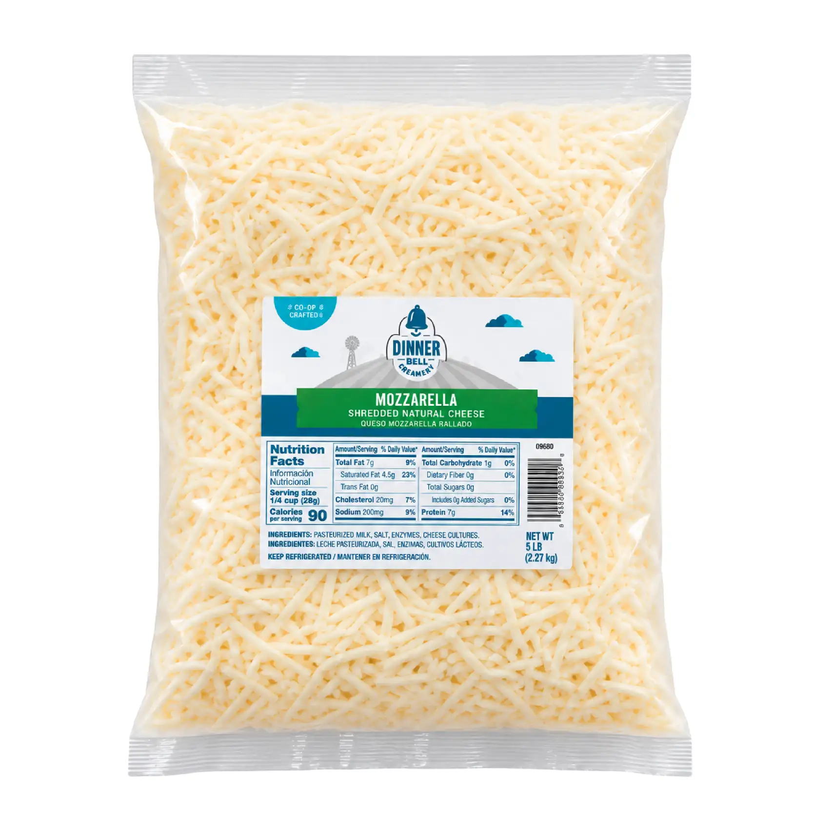 QUESO MOZARELLA RAYADO DINNER BELL x 5 lb