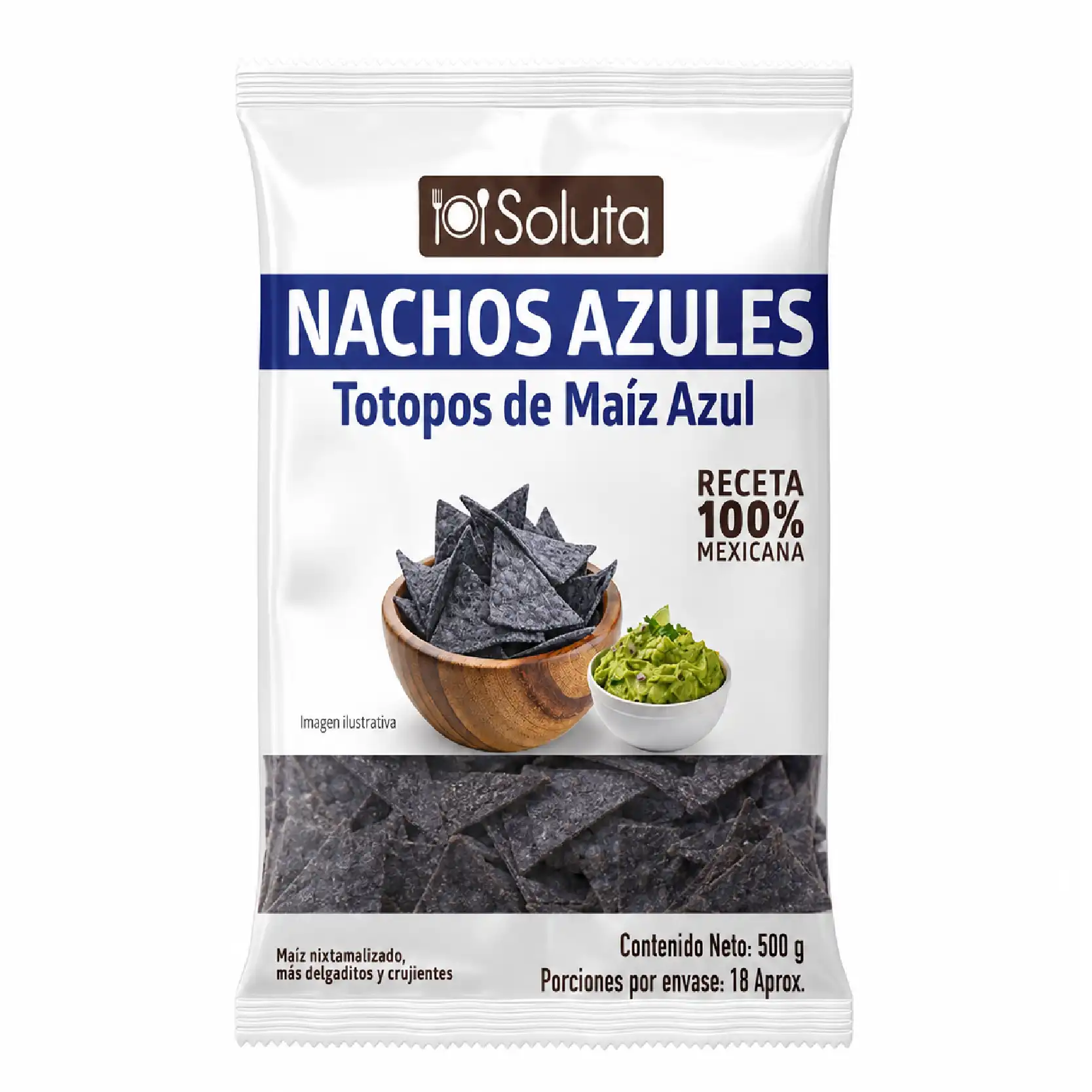 TOTOPOS DE MAIZ MEXICANO TRIANGULAR AZUL x 500 g